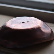 Load image into Gallery viewer, hand forged copper bowl by R&amp;R Handmade, personalized with seven tally marks on the underside
